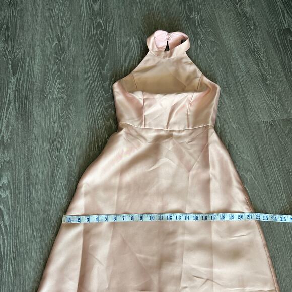Alfred Sung Dress Size 2 Satin Twill Halter Toasted Sugar Maxi Gown D772 - Picture 13 of 16